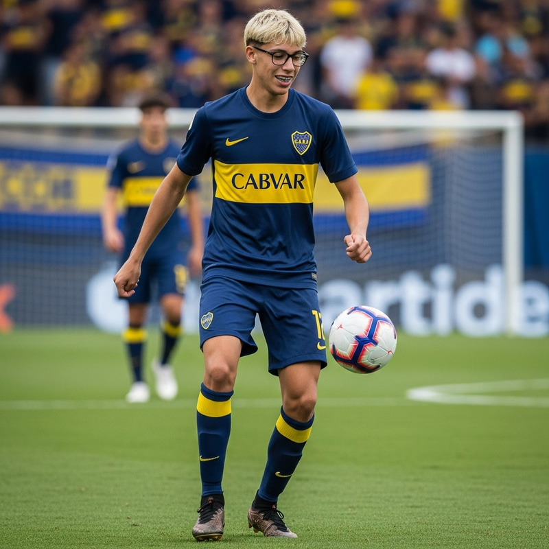 Talented Football Player with Blonde Hair and Glasses | Boca Juniors Talented Football Player with Blonde Hair and Glasses | Boca Juniors