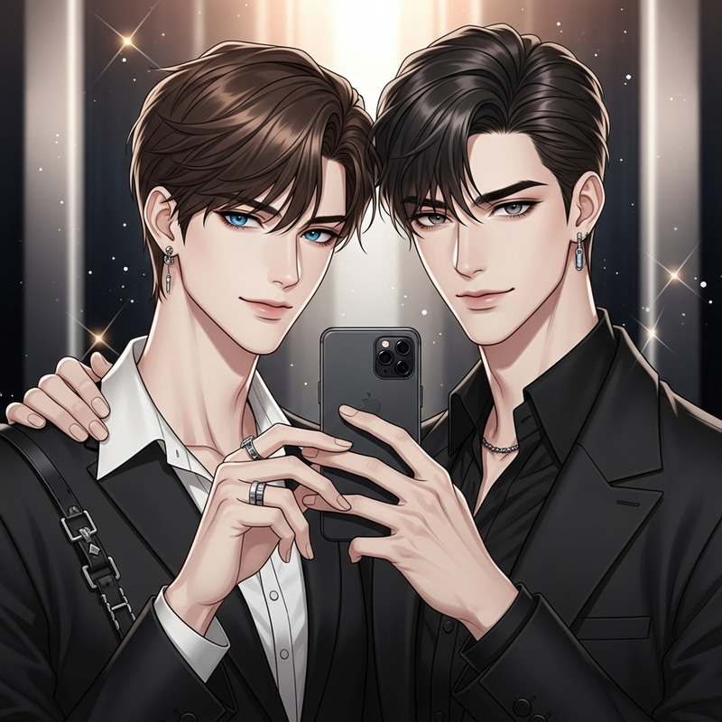 Stylish Korean Couple in Modern Black and White Fashion