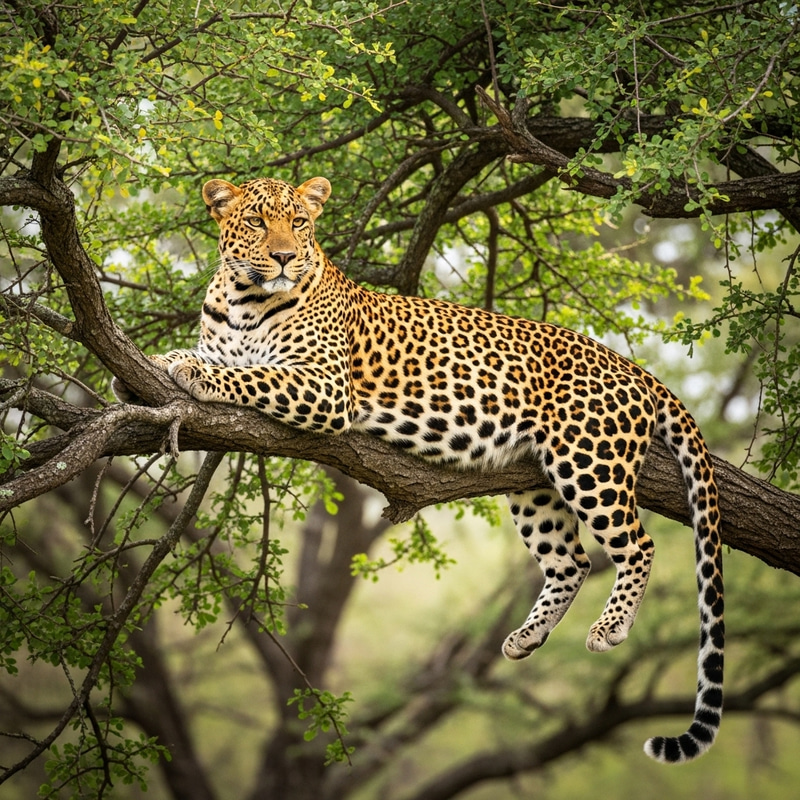 Beautiful Leopard Resting in a Tree Beautiful Leopard Resting in a Tree
