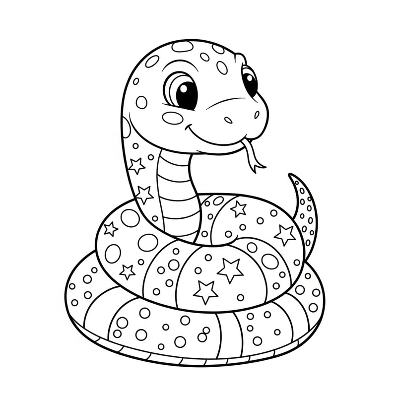 Coloring Book Cute Snake: Charming & Educational Illustration