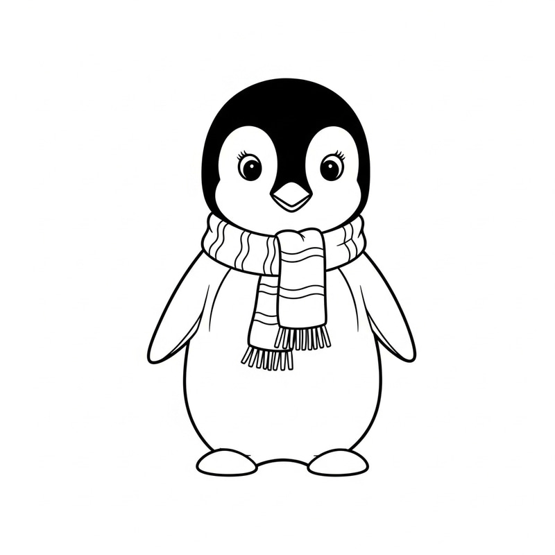 Charming Child Penguin Cartoon Coloring Page | Classic Illustration Charming Child Penguin Cartoon Coloring Page | Classic Illustration