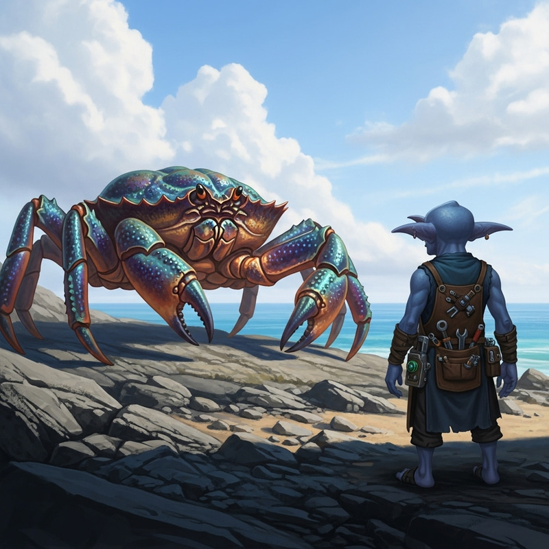 Giant Crab Protects Blue Goblin Artificer | Fantasy Encounter Giant Crab Protects Blue Goblin Artificer | Fantasy Encounter