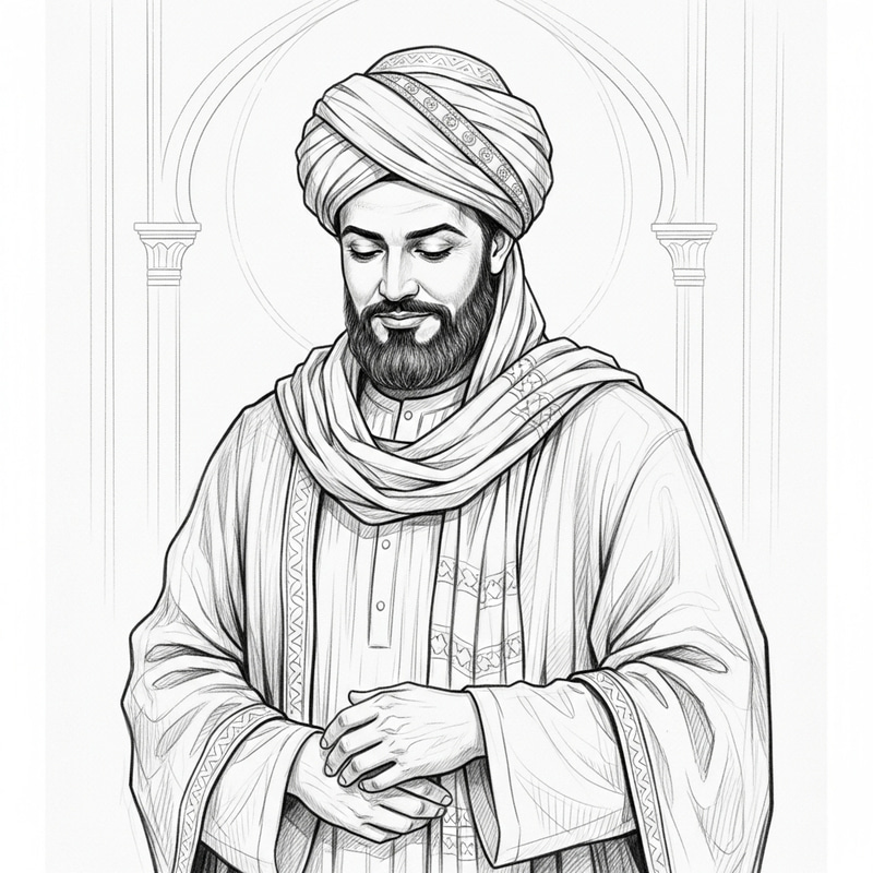 Imam Ali Pencil Sketch - Historical Religious Figure Portrait Imam Ali Pencil Sketch - Historical Religious Figure Portrait