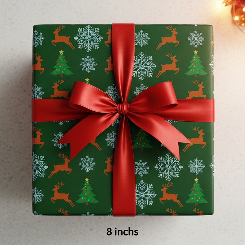 Cubic Gift Box in Festive New Year Wrapping