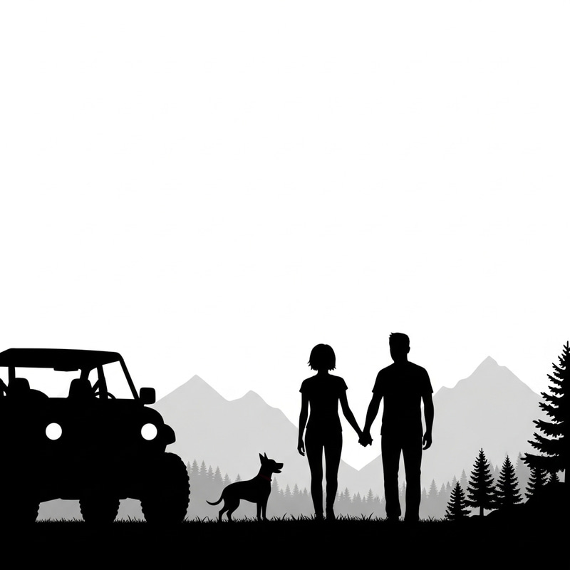 Stylish Off-Road Couple Silhouette Artwork Stylish Off-Road Couple Silhouette Artwork