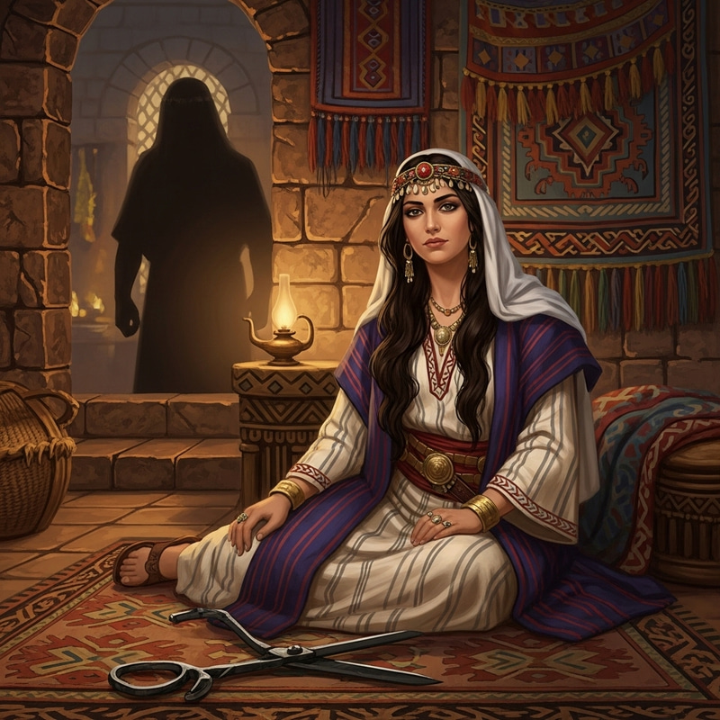 Delilah Portrait: Enigmatic Middle-Eastern Woman | Artwork Depiction