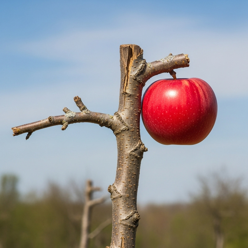 Anomaly: Lone Giant Apple on Leafless Tree