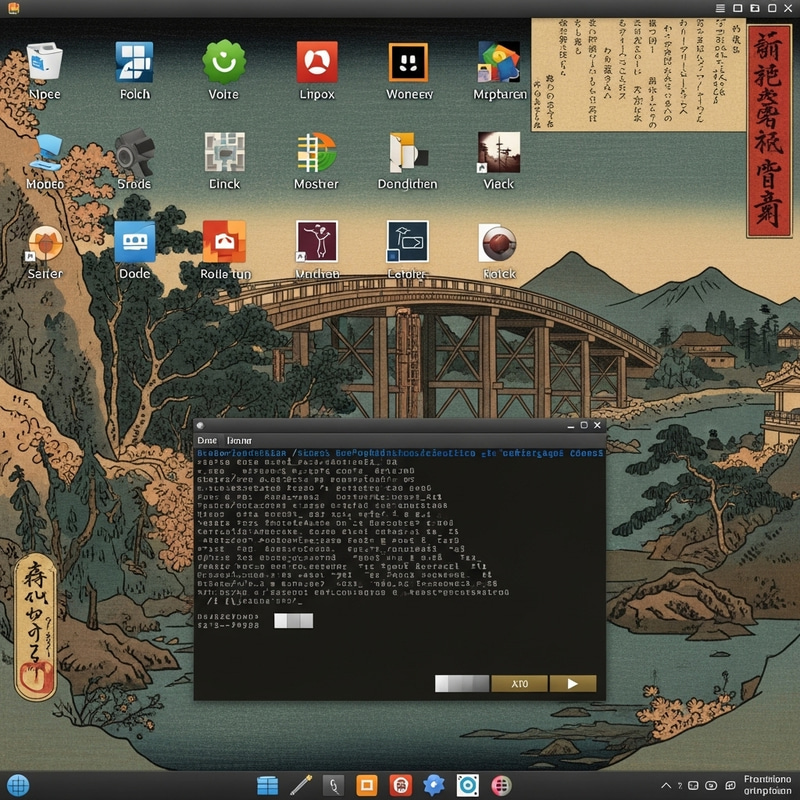 Japanese Style Linux OS in Traditional Art