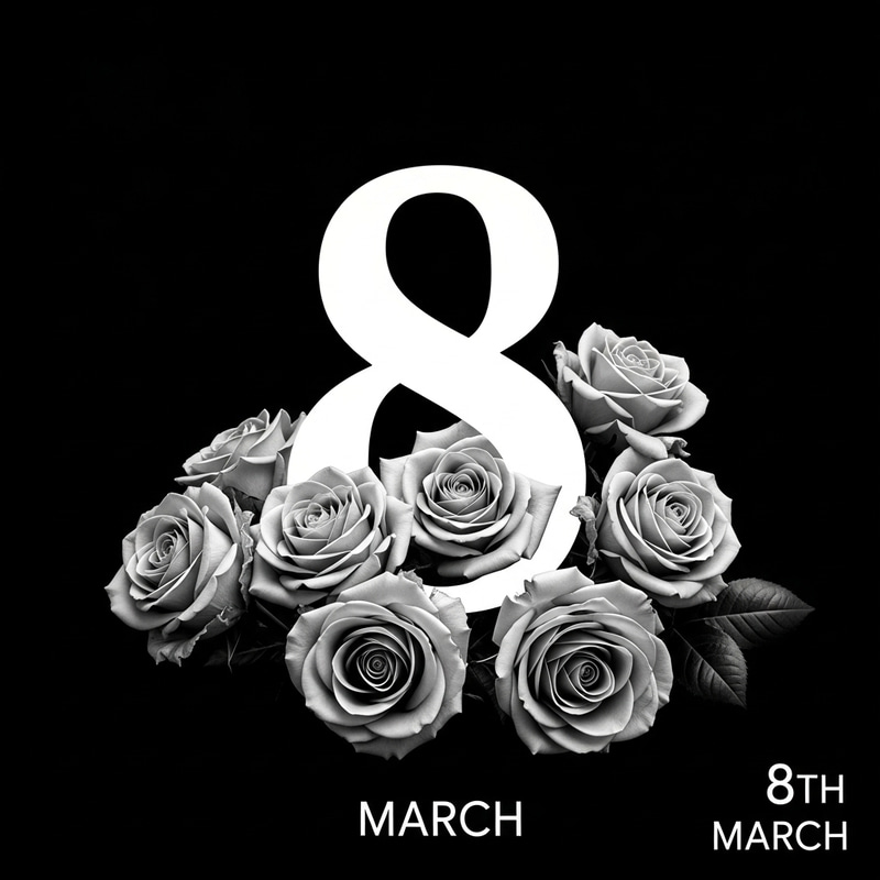 Contrast Image: Number 8 with Rose Flowers Contrast Image: Number 8 with Rose Flowers