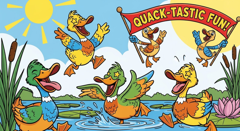 Vibrant Cartoon Ducks | Exaggerated Expressions & Happy Quacks