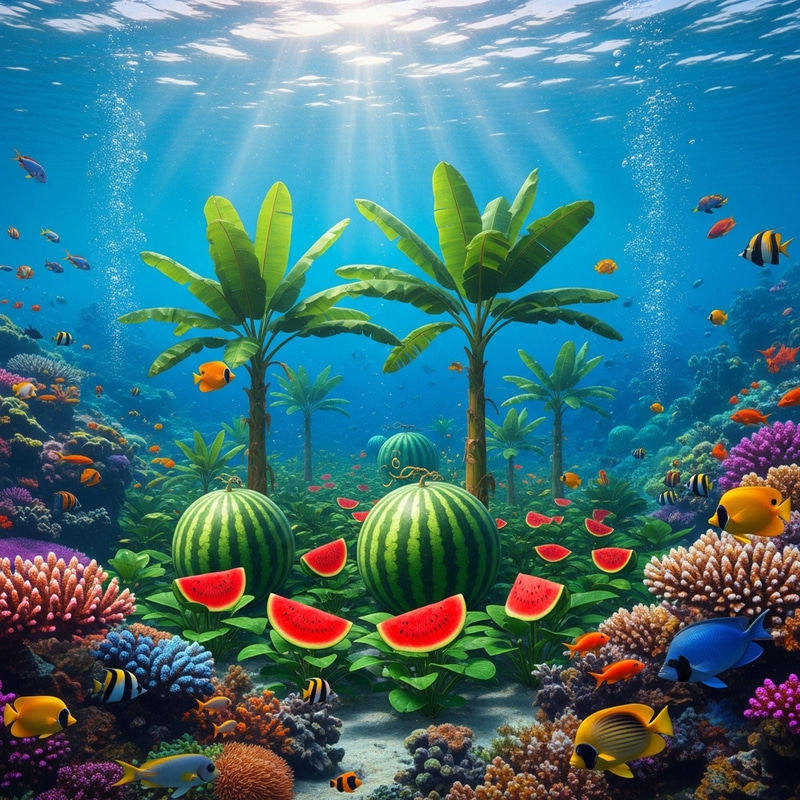 Watermelon and Banana Tree Under the Sea | Magical Underwater Scene
