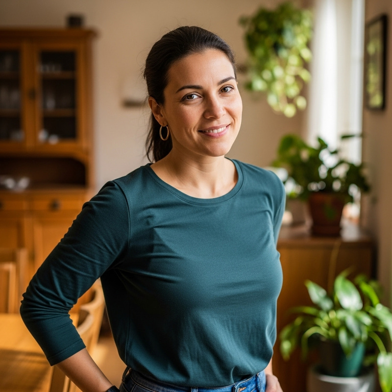 Cheerful Portrait of a Woman in Casual Attire Cheerful Portrait of a Woman in Casual Attire