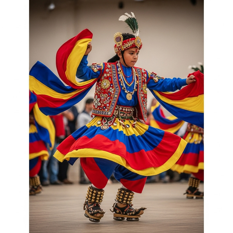 Boy Dancing Tinkus: Vibrant Traditional Dance Performance Boy Dancing Tinkus: Vibrant Traditional Dance Performance