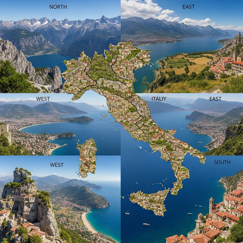 Panoramic Vistas of Italy's Diverse Regions - North, West, East, South