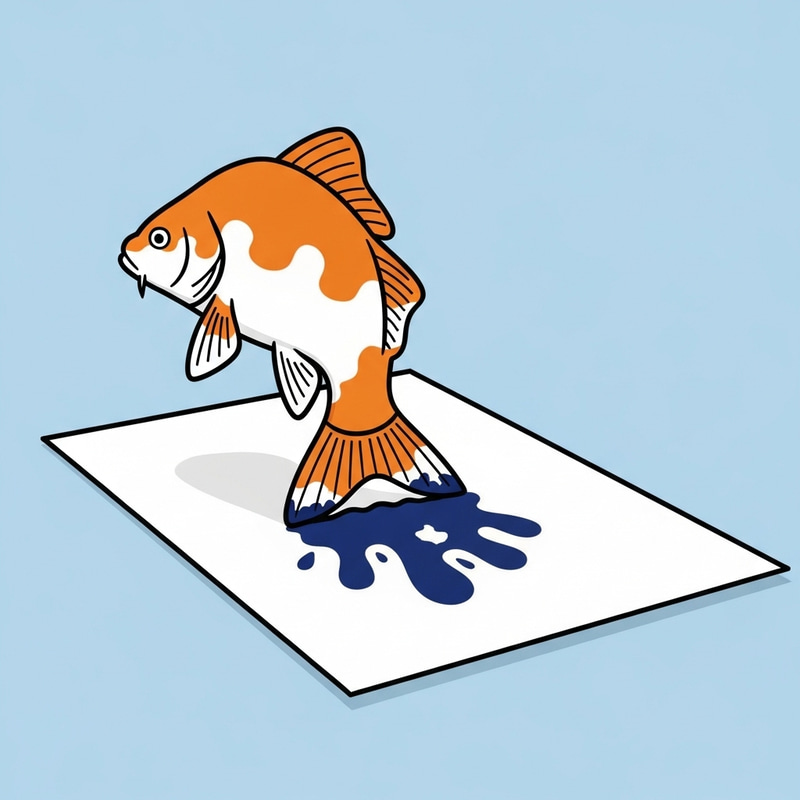 Carp Ink Print Clipart - Simple Color Design