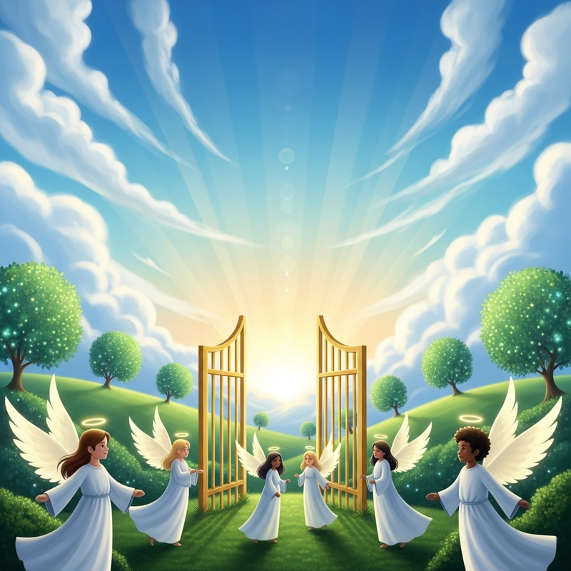 Heavenly Bliss: Serene Image of Azure Sky and Golden Gates