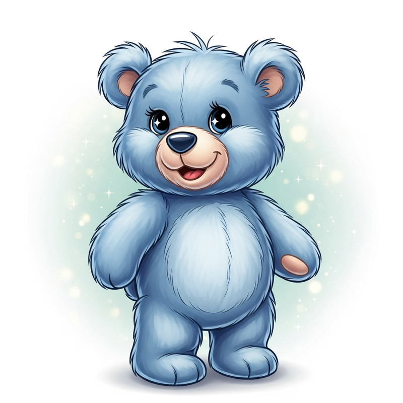 Adorable Light Blue Teddy Bear Smiling in Disney Style Illustration Adorable Light Blue Teddy Bear Smiling in Disney Style Illustration