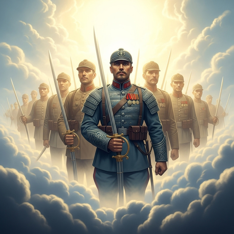 Ukrainian Soldiers' Souls Rise With Swords From the Clouds Ukrainian Soldiers' Souls Rise With Swords From the Clouds