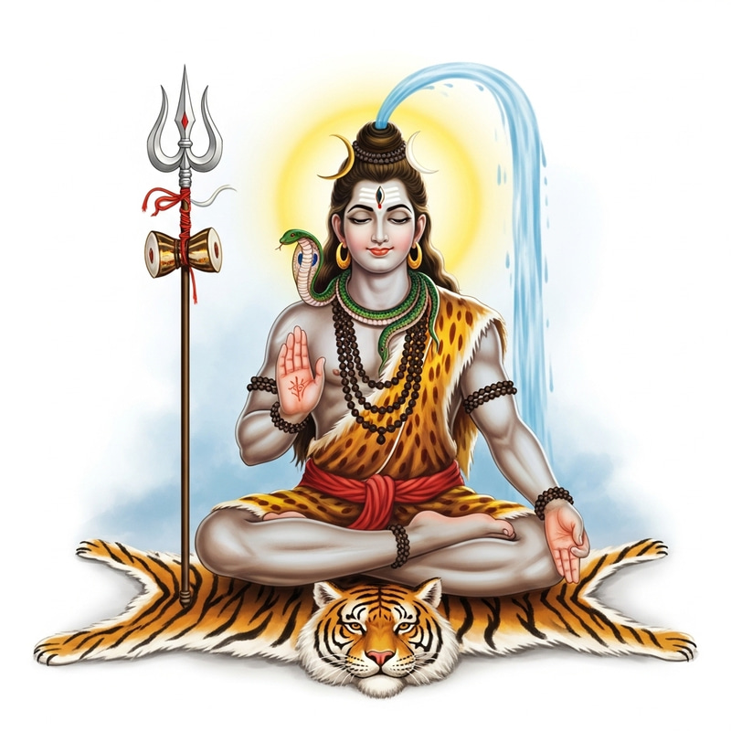 Lord Shiva: Seated Meditation on Tiger Skin | Divine Aura Lord Shiva: Seated Meditation on Tiger Skin | Divine Aura