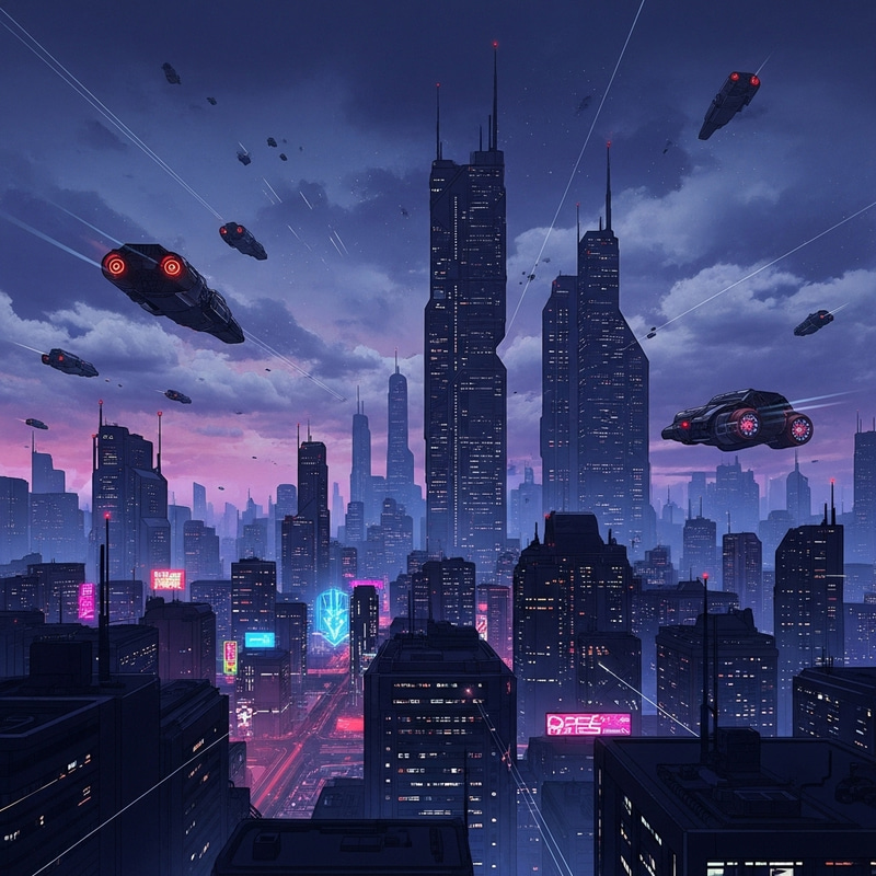 Neon Cyberpunk Cityscape | Futuristic Skyscrapers & Flying Vehicles Neon Cyberpunk Cityscape | Futuristic Skyscrapers & Flying Vehicles