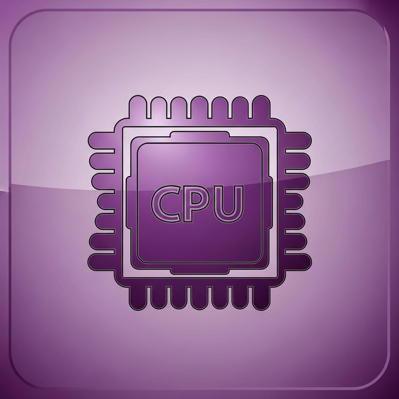 Shiny Deep Purple CPU Icon Design Shiny Deep Purple CPU Icon Design