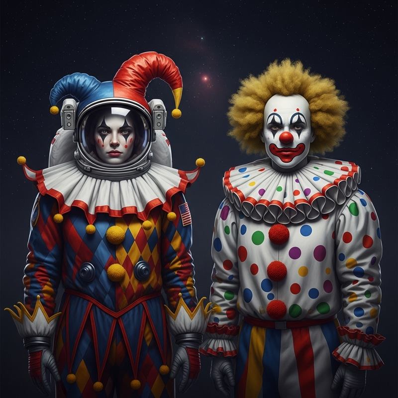 Surreal Joker Clown Astronaut Portrait in Dark Fantasy HQ Surreal Joker Clown Astronaut Portrait in Dark Fantasy HQ
