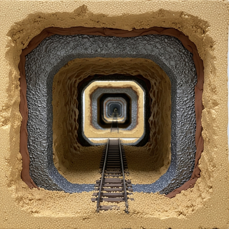 Intricate Miniature Model of Endless Mine Shaft Tunnel Illusion