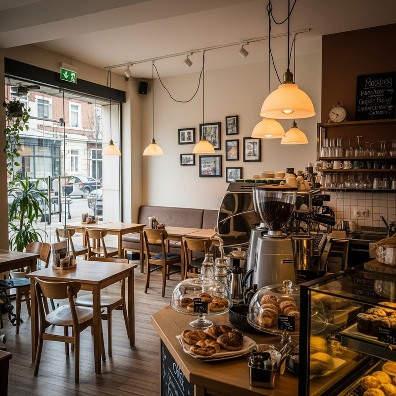 Cozy Cafe Interior: 15 Sqm Space without Plants