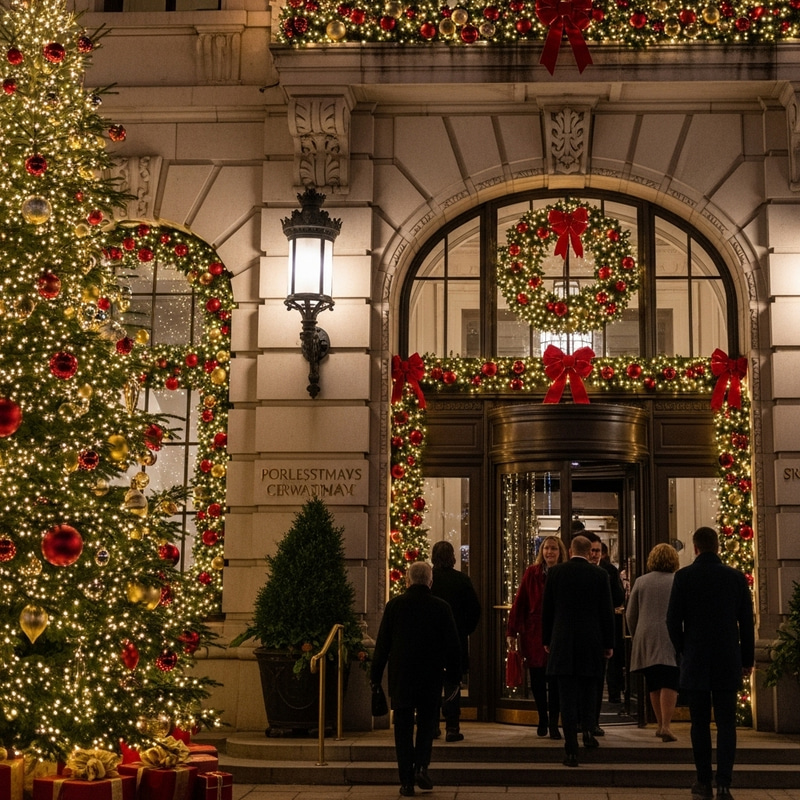 Christmas Celebration at Majestic Building Entrance