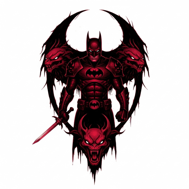 Unique Dark Crimson Symbol: Batman's Power & Soldier's Essence Unique Dark Crimson Symbol: Batman's Power & Soldier's Essence