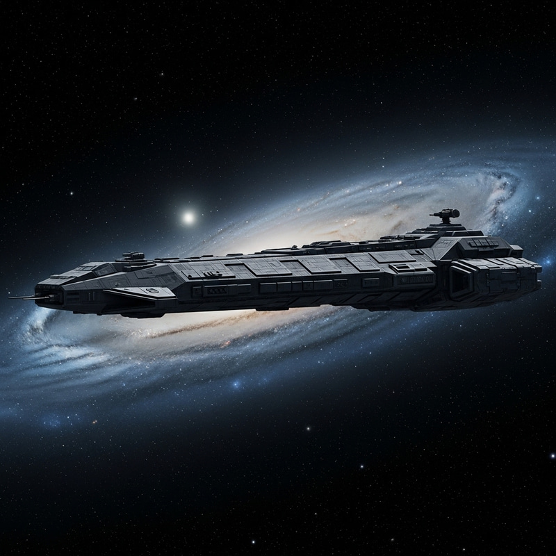 Black Military Spacecraft - 1.5km Long in the Cosmos Black Military Spacecraft - 1.5km Long in the Cosmos