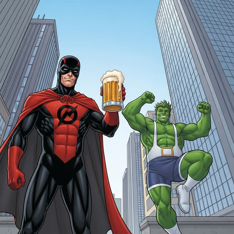 Deadpool and She-Hulk: Playful Superhero Scene