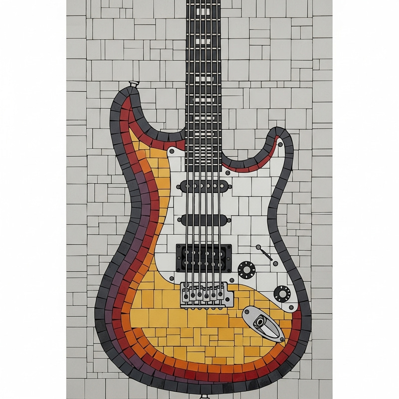 Electric Guitar Mosaic Art Piece Electric Guitar Mosaic Art Piece