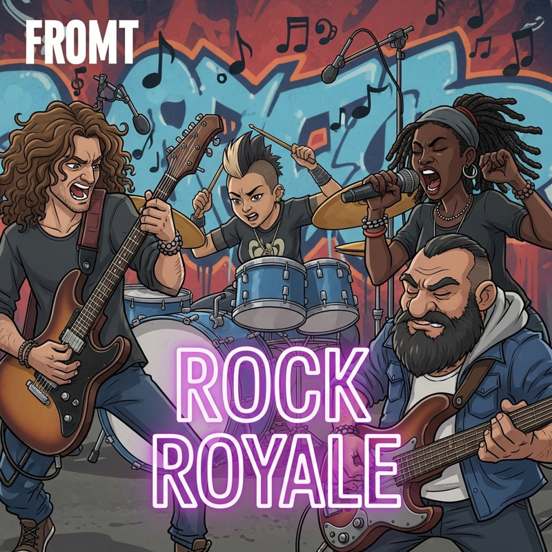 Rock Royale Magazine: Animated Diverse Rock Band Illustration