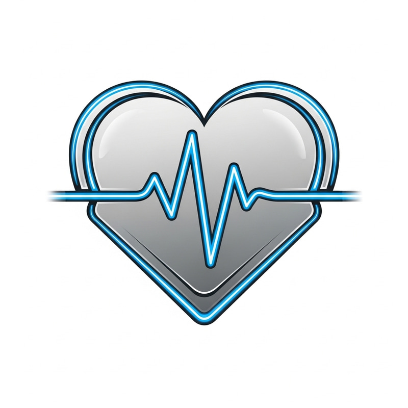 Futuristic ECG Sensor Icon | Electric Blue & Metallic Silver Design Futuristic ECG Sensor Icon | Electric Blue & Metallic Silver Design