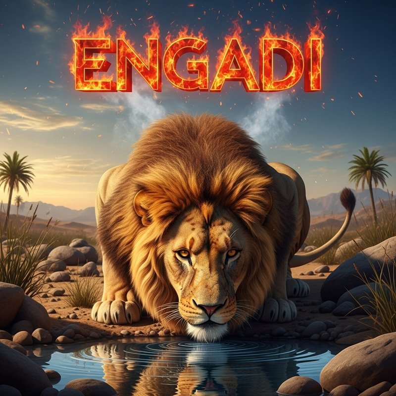 Engadi - An Enigmatic Lion at an Oasis | Impactful Visual