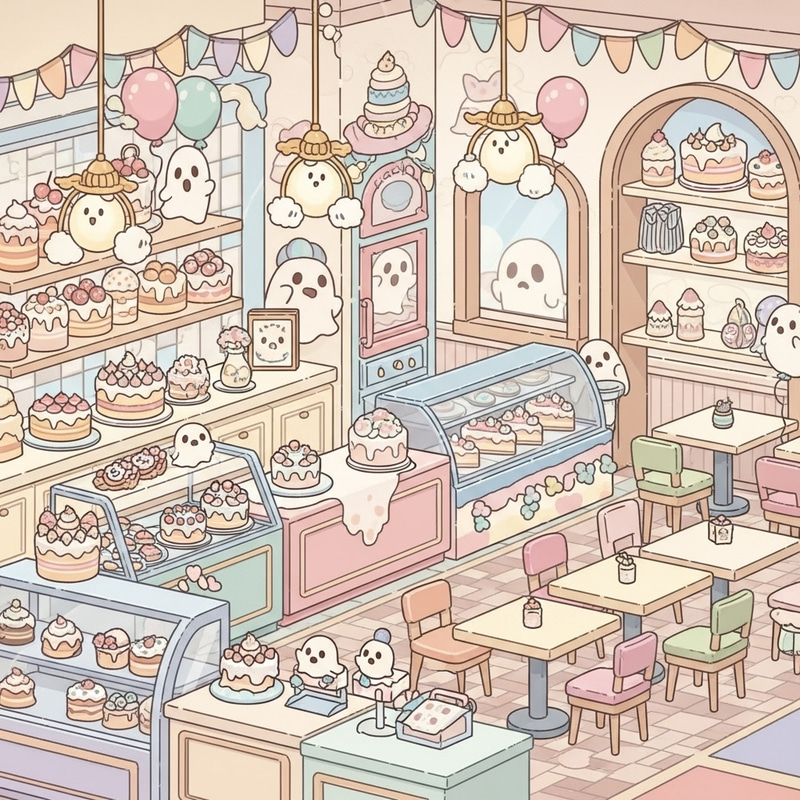 Aesthetic Ghost Pastry & Cake Cafe | Birthday Venue in 2D Aesthetic Ghost Pastry & Cake Cafe | Birthday Venue in 2D