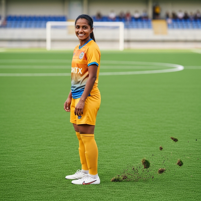 South Asian Female Football Player Showcasing Skills South Asian Female Football Player Showcasing Skills
