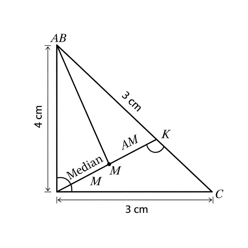 Right Semi-Equilateral Triangle ABC: 4cm AB, 3cm AC Right Semi-Equilateral Triangle ABC: 4cm AB, 3cm AC