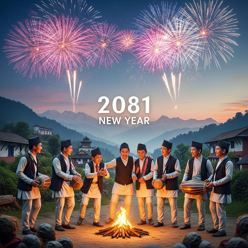 Nepali Boys Celebrate New Year 2081 Festivities Nepali Boys Celebrate New Year 2081 Festivities