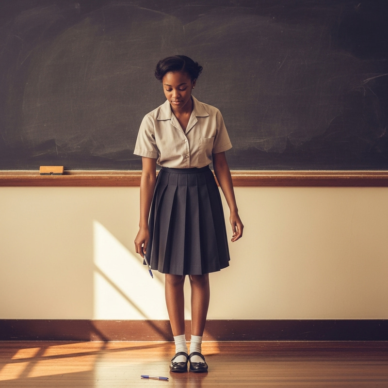 Vintage School Portrait of Young Black High School Girl with a Nostalgic Feel Vintage School Portrait of Young Black High School Girl with a Nostalgic Feel