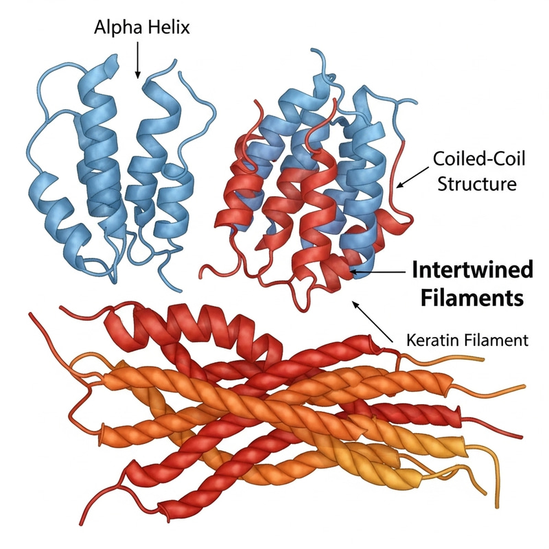 Keratin Protein Structure: Molecular Illustration Keratin Protein Structure: Molecular Illustration