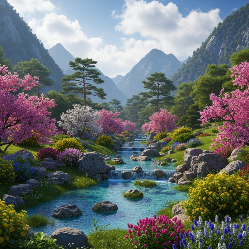 Discover Inner Peace: Tranquil Gardens, Gentle Streams, and Serene Mountains Discover Inner Peace: Tranquil Gardens, Gentle Streams, and Serene Mountains