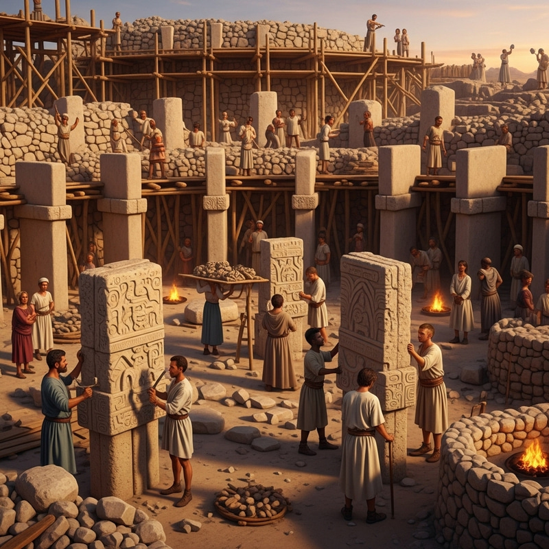 Göbeklitepe Construction: Ancient Workers Sculpting Stone 10,000 Years Ago Göbeklitepe Construction: Ancient Workers Sculpting Stone 10,000 Years Ago