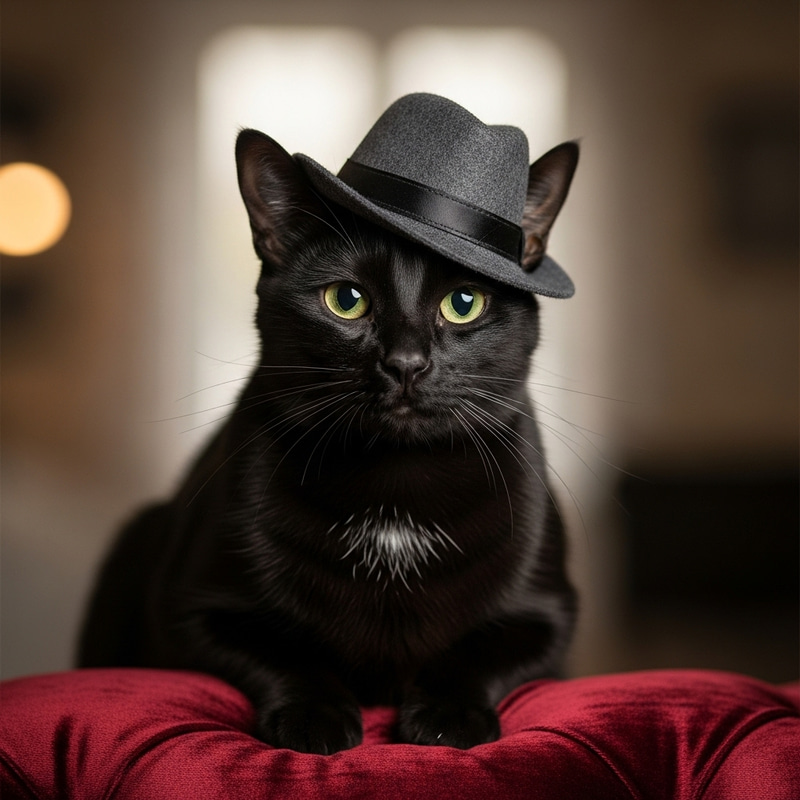 Adorable Black Cat in a Hat - Cute Cat Fashion Adorable Black Cat in a Hat - Cute Cat Fashion