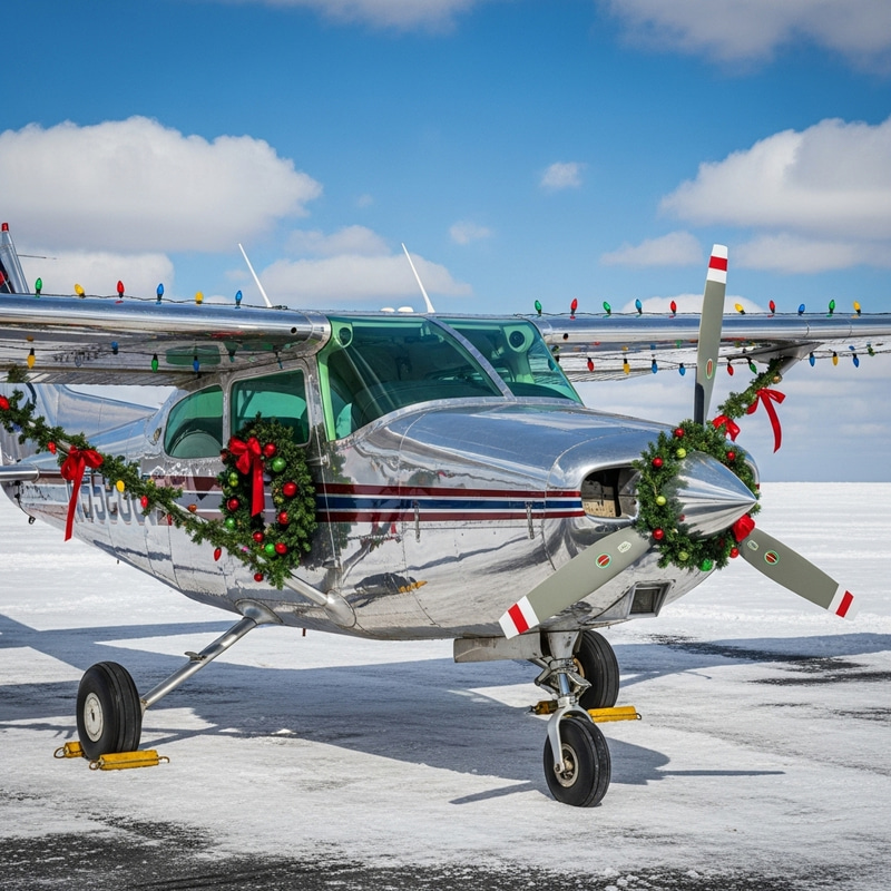 Festive Christmas Cessna Plane Decoration | Holiday Travel