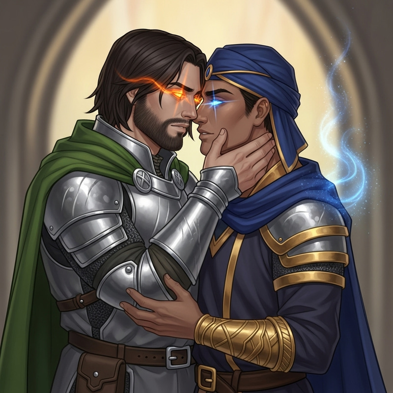 Romantic Fantasy Scene with D&D Male Lovers