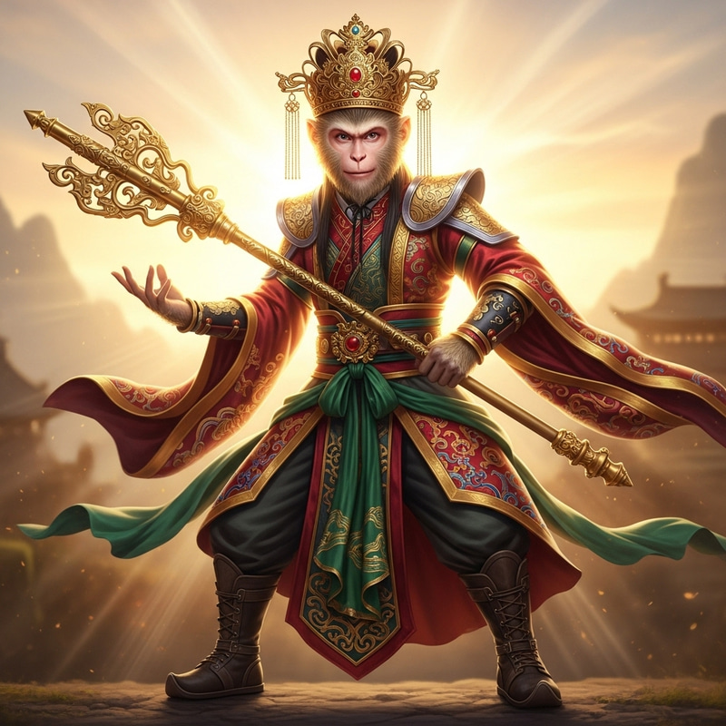 Sun Wukong Art - Legendary Monkey King in Golden Sunlight