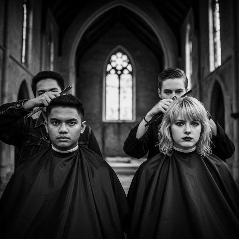 Defiant Teenagers in Abandoned Church: Asymmetrical Haircuts