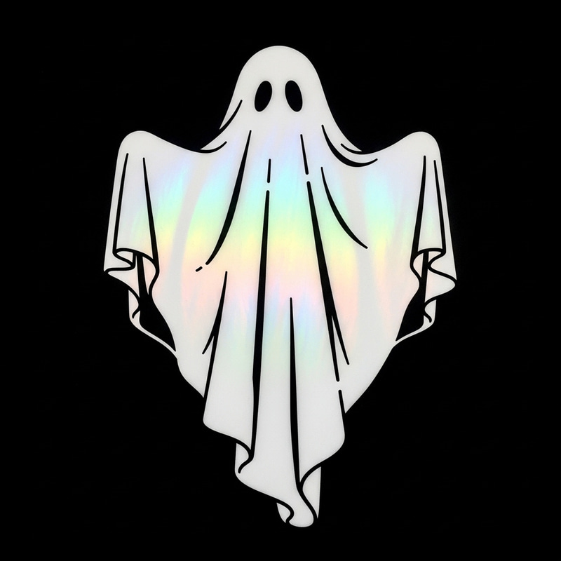 Black and White Ghost Stencil with Holographic Effect Black and White Ghost Stencil with Holographic Effect